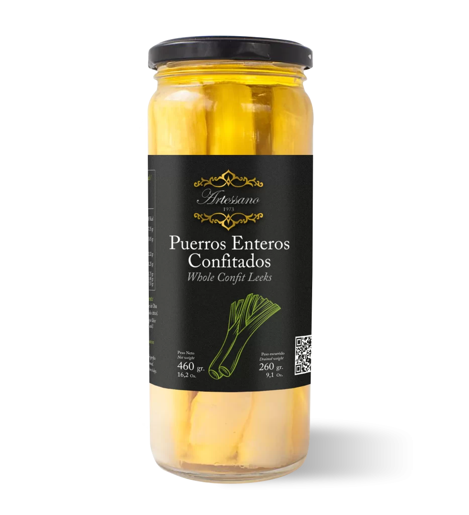 Puerros confitados en AOVE y Aceite de de girasol